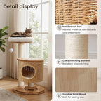 Zonoria 30-Inch Solid Wood Cat Tree Tower for Small to Medium Cats