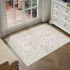PureCozy Blue 6x6 Round Area Rug Vintage Washable Carpet Non Slip