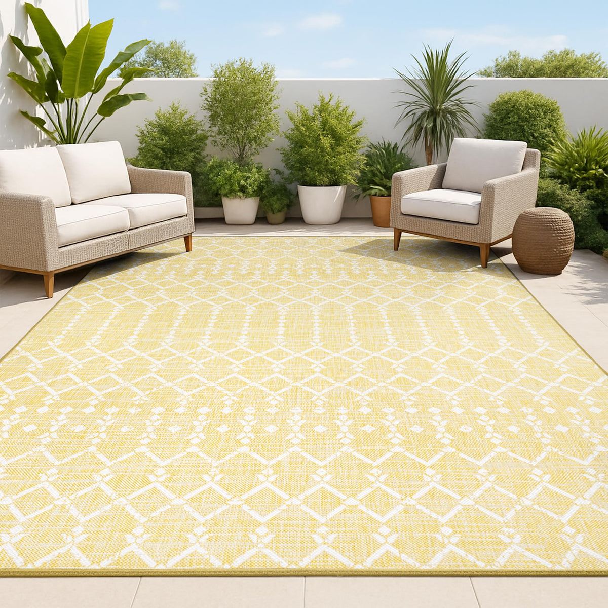 JONATHAN Y Moroccan Geometric Indoor Outdoor Area Rug 8X10 Natural/Black, Ourika Textured Weave for Backyard, Patio, Porch, Easy-Cleaning, High Traffic, Pet-Friendly, Non-Shedding (SMB108D-8)