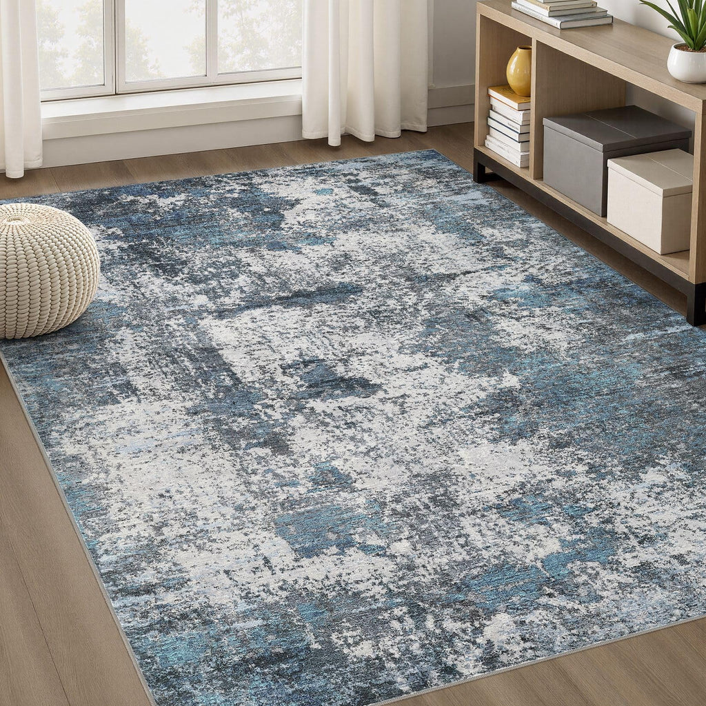DMOYEST Area Rug Living Room Rugs 9x12 Washable Abstract Grey Carpet