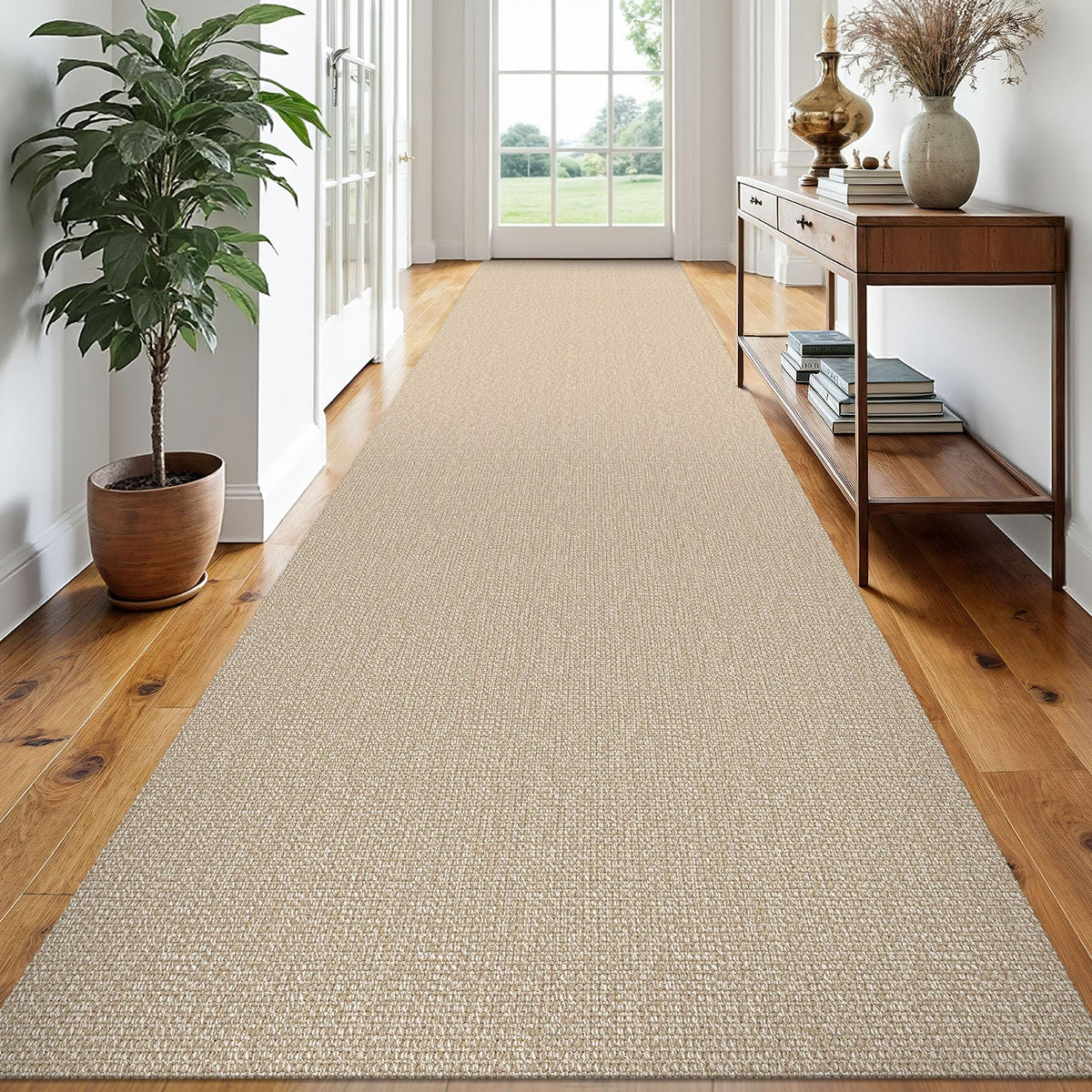 EARTHALL Washable Area Rug, Non Slip Living Room Rug, 5x7 Ft, Sand/Beige