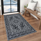 KUTA Vintage Extra Long Runners for Hallways 2.6x18ft Washable Blue White