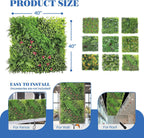 ECOOPTS 40"x40" Faux Ivy Privacy Fence Screen Artificial Boxwood Panels Topiary Hedge Plants for Indoor Outdoor Decoration, 9 Mixed Leave, 3 Packs
