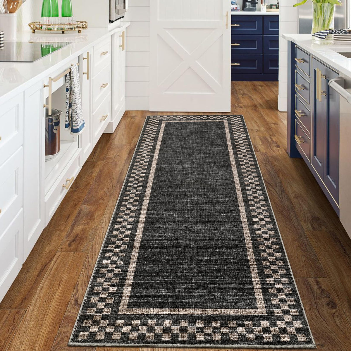 GarveeHome 5x7 Washable Area Rug Checkered Rug for Bedroom Living Room