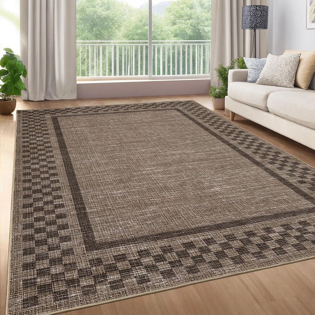 GarveeHome 5x7 Washable Area Rug Checkered Rug for Bedroom Living Room