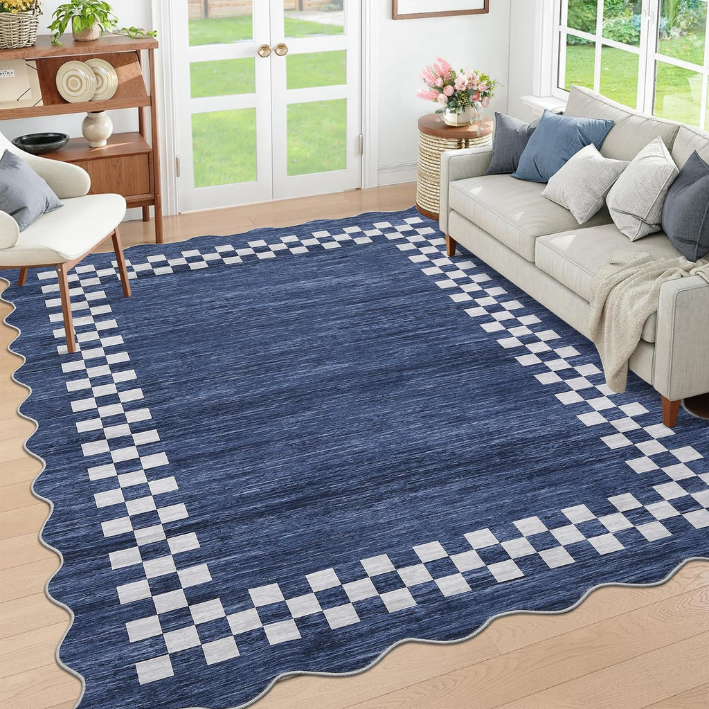 GarveeHome 5x7 Washable Area Rug Checkered Rug for Bedroom Living Room