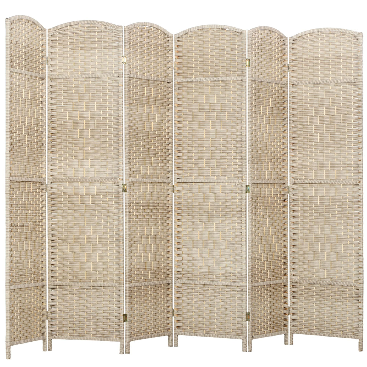 HOMCOM 3 Panel Room Divider 6 Ft Privacy Screen Hand-Woven Washed Oak