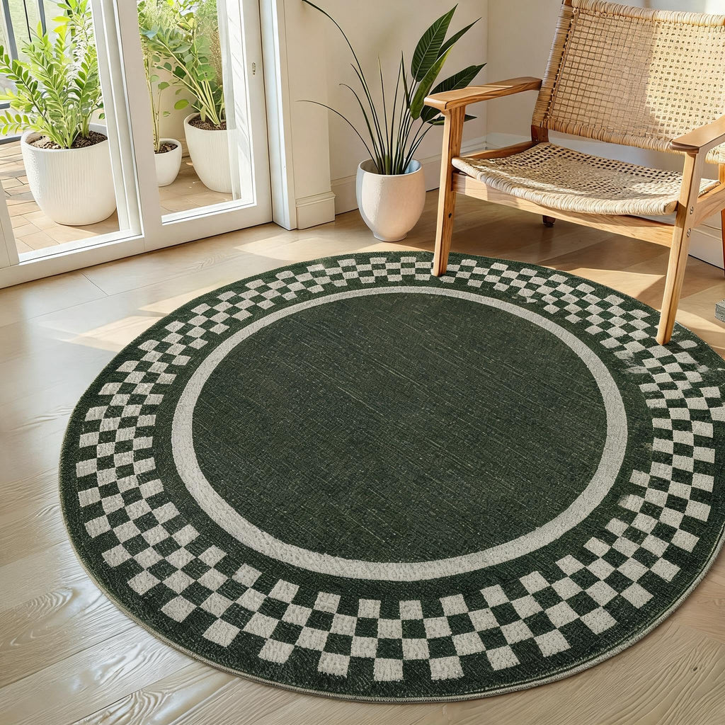 GarveeHome 5x7 Washable Area Rug Checkered Rug for Bedroom Living Room