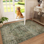 Washable Area Rugs for Living Room: 9x12 Bedroom Rug Boho Vintage Area Rug Stain Resistant Non Slip Low Pile Lightweight Soft Carpets for Dining Room Kitchen Nursery Kids Room Playroom Home Office