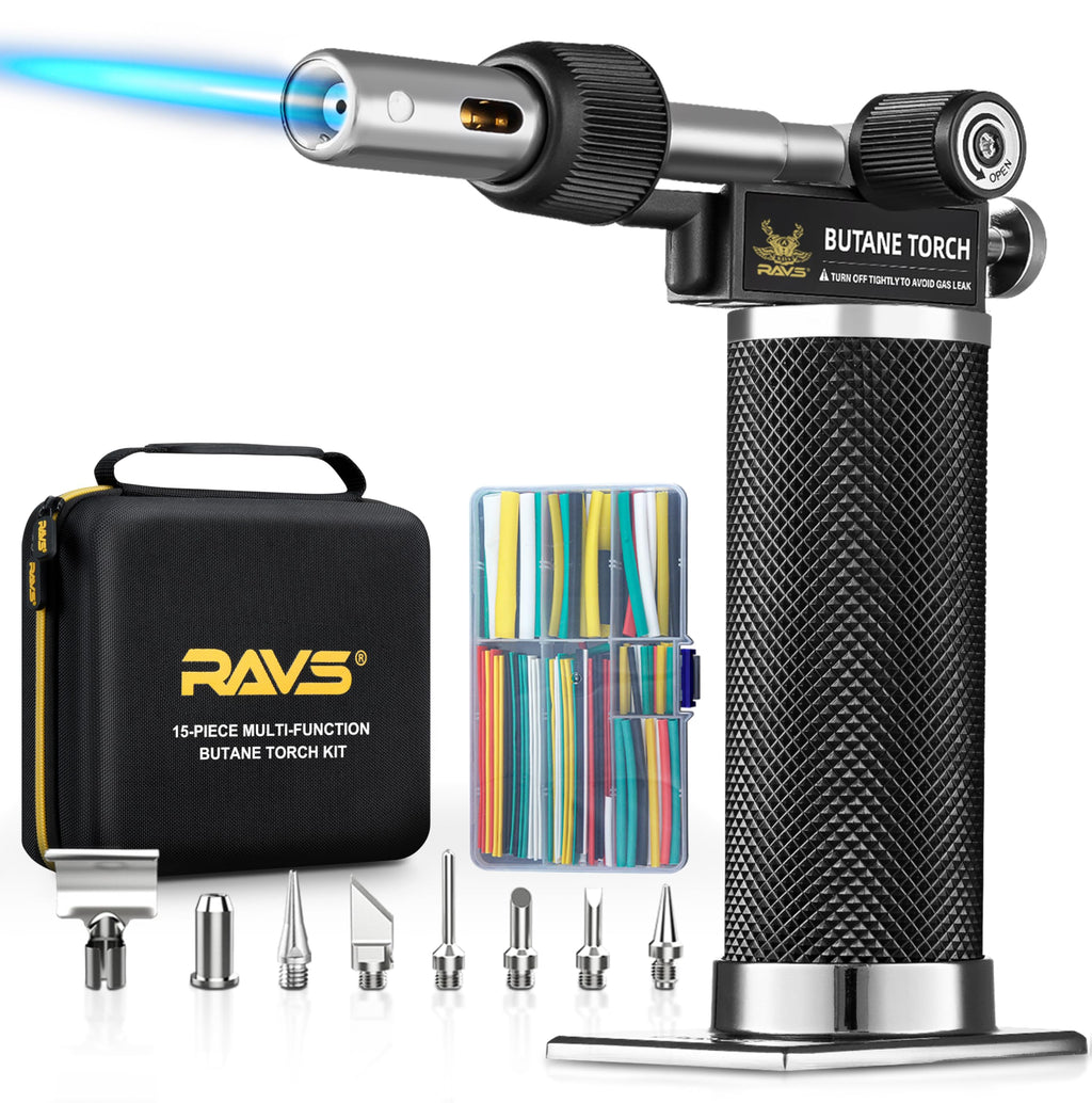RAVS Butane Soldering Iron Kit, 14-Piece Multi-Function Butane Torch Kit