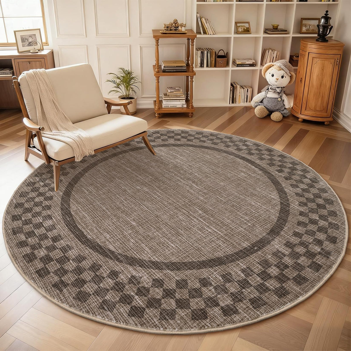 GarveeHome 5x7 Washable Area Rug Checkered Rug for Bedroom Living Room