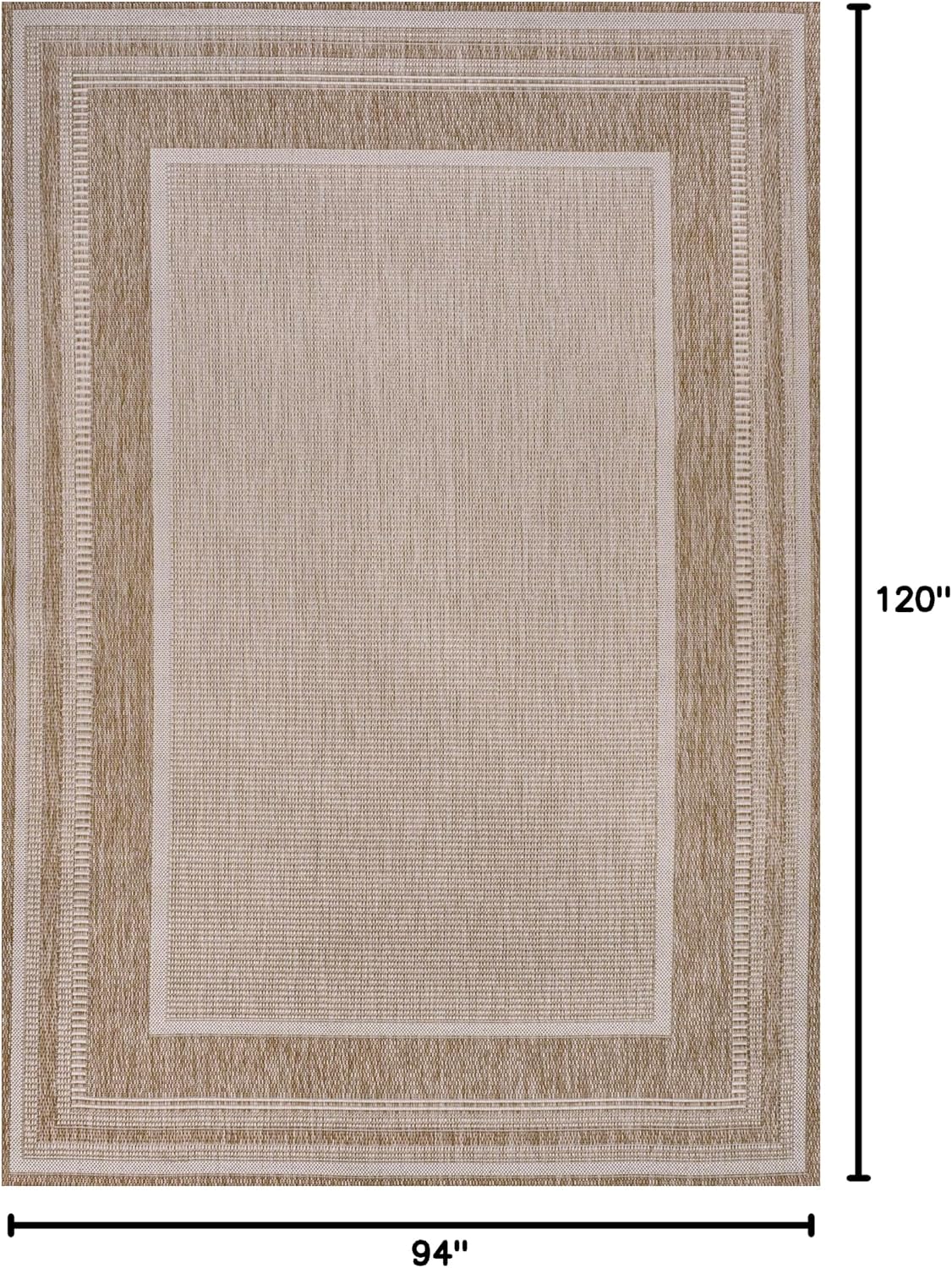 JONATHAN Y Border Stripe Indoor Outdoor Area Rug 8X10 Beige/Cream, Beckett Classic Casual for Backyard, Patio, Porch, Easy-Cleaning, High Traffic, Pet-Friendly, Non-Shedding (TSN208A-8)
