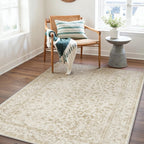PureCozy Blue 6x6 Round Area Rug Vintage Washable Carpet Non Slip