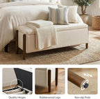 Usaint 47" Fabric Upholstered End of Bed Storage Ottoman Bench, Beige