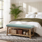 Zihanhome Entryway Shoe Bench, End of Bed Bench,Upholstered Bench(Beige)