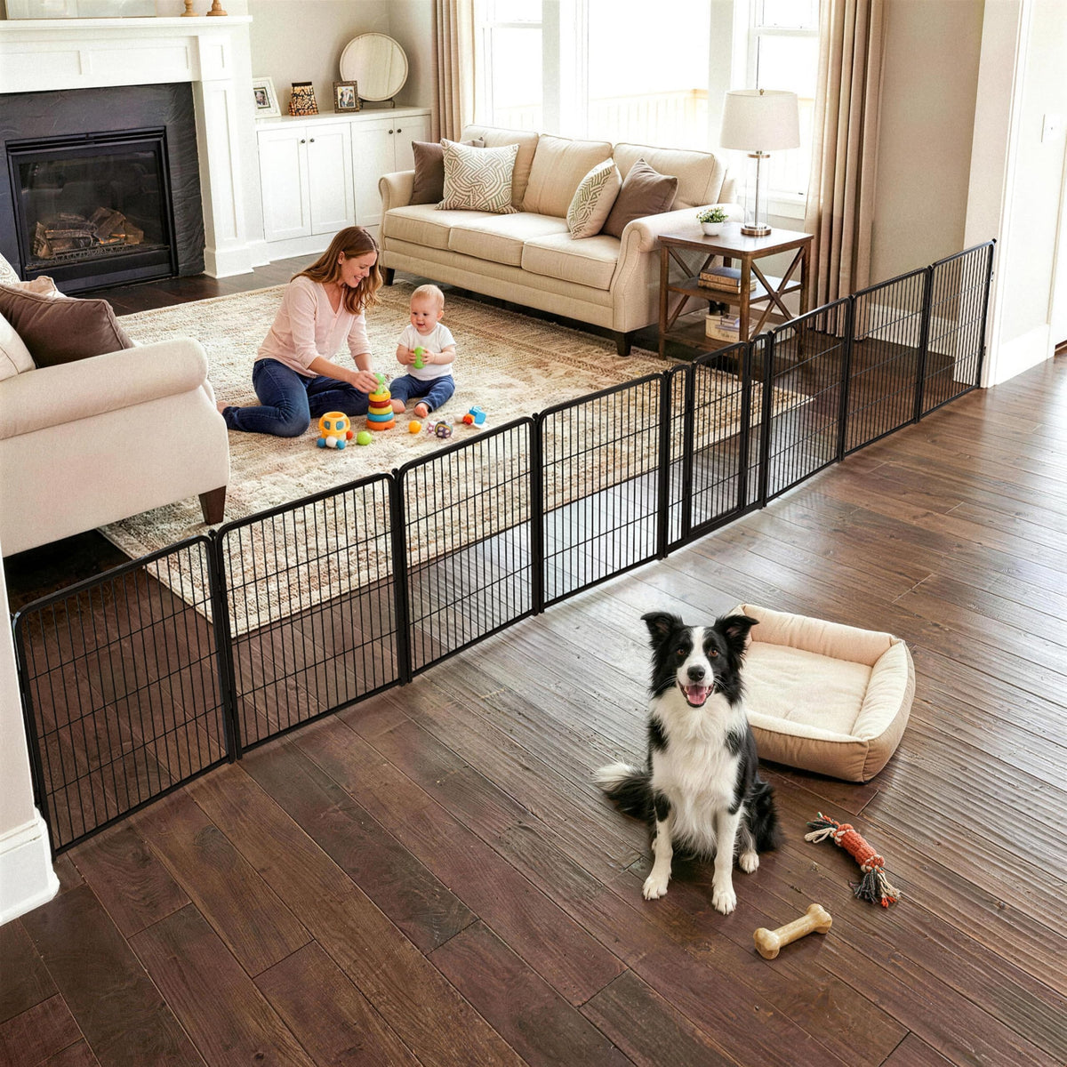 FXW Dog Gate, Extra Wide Adjustable for Openings Up to 165", 32" H