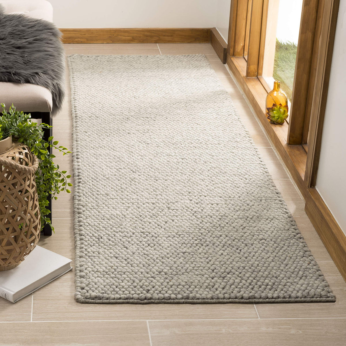 SAFAVIEH Natura Runner Rug 2x6 Wool Knotted, Beige NAT620B