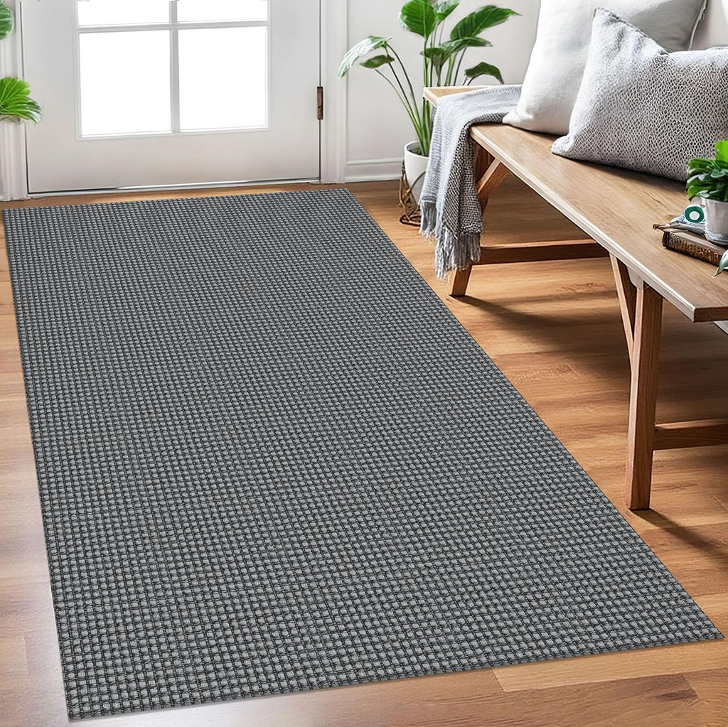 EARTHALL Woven Area Rugs 6x9 Ft Washable Living Room Rugs Non Slip Rubber Backed Dining Room Rug Braided Bedroom Rugs Indoor Floor Carpet for Living Room, Bedroom, Dining Room, Beige/Ivory
