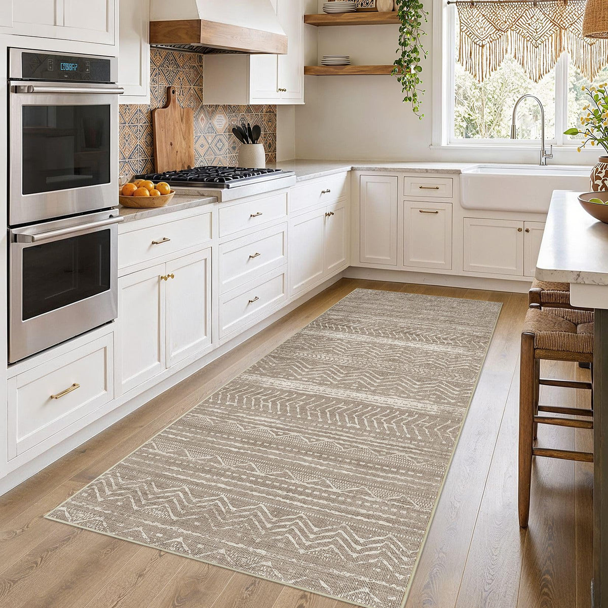 Nakagishi Boho 8x10 Area Rug Living Room Rugs Machine Washable Beige