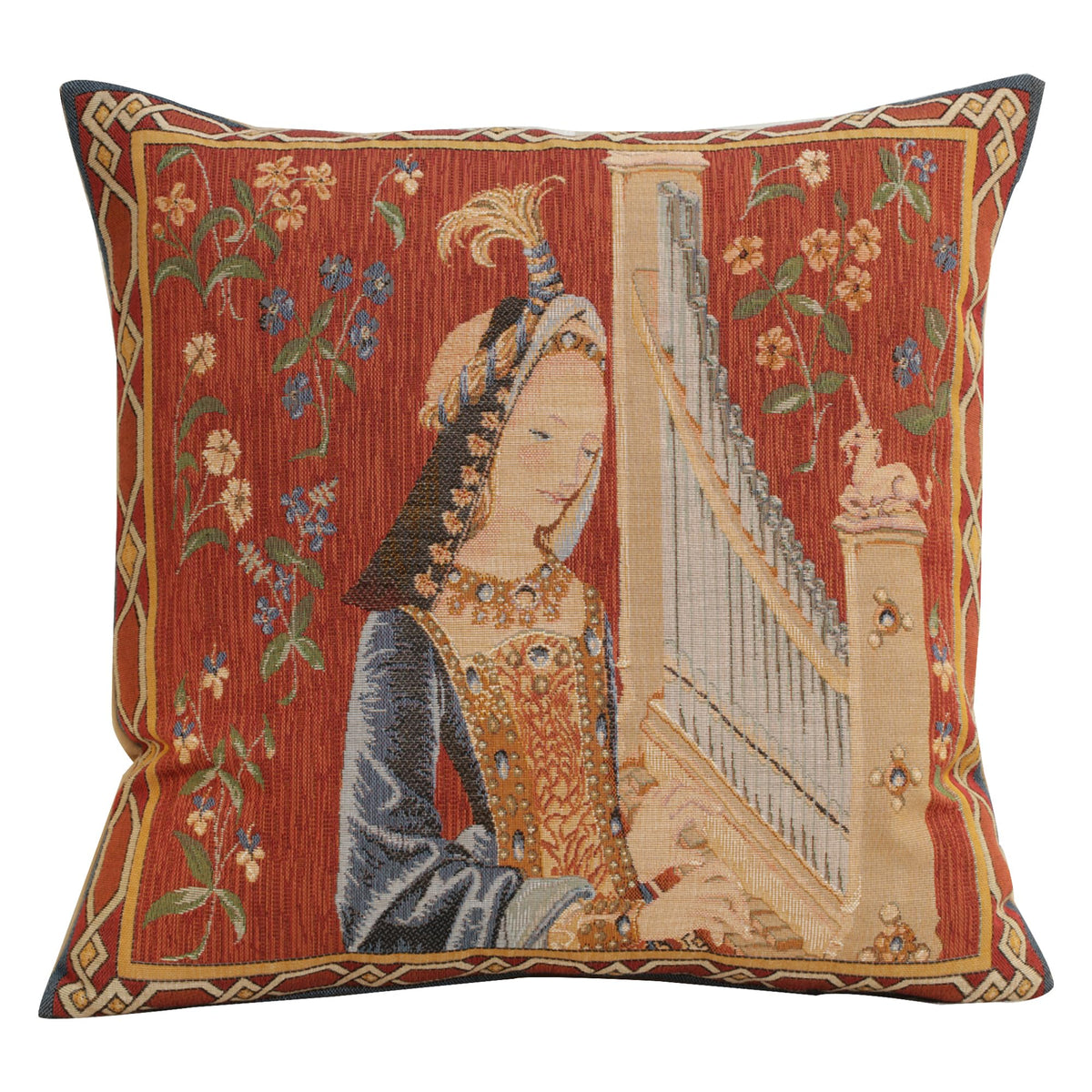Medieval Rabbit I Tapestry Throw Pillow Cover 19"x19" With Invisible Zipper