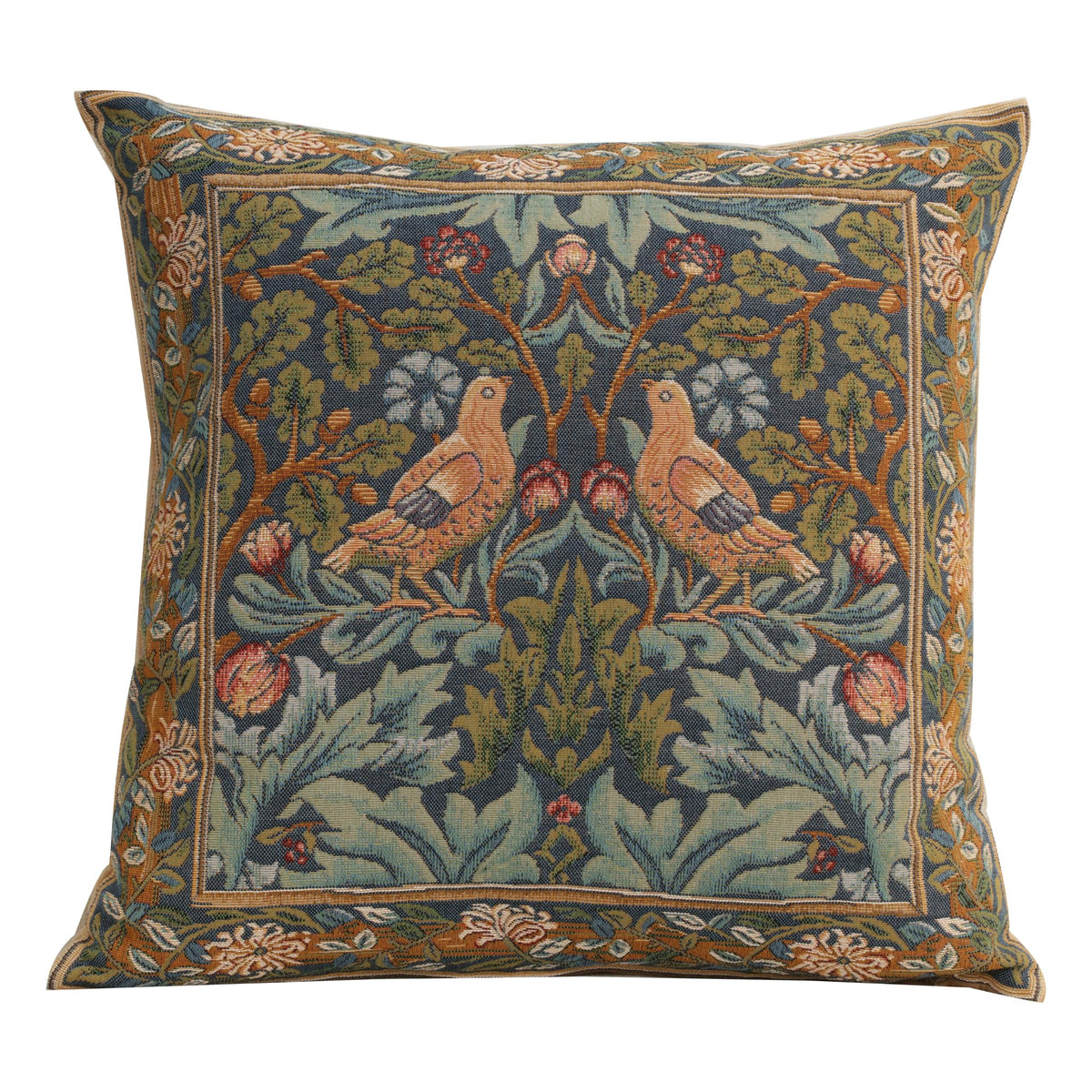 William Morris Birds Face to Face II Tapestry Throw Pillow Cover 19 x 19 in