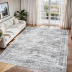 8x10 Area Rugs for Living Room Washable Bedroom Dining Room Blue Grey