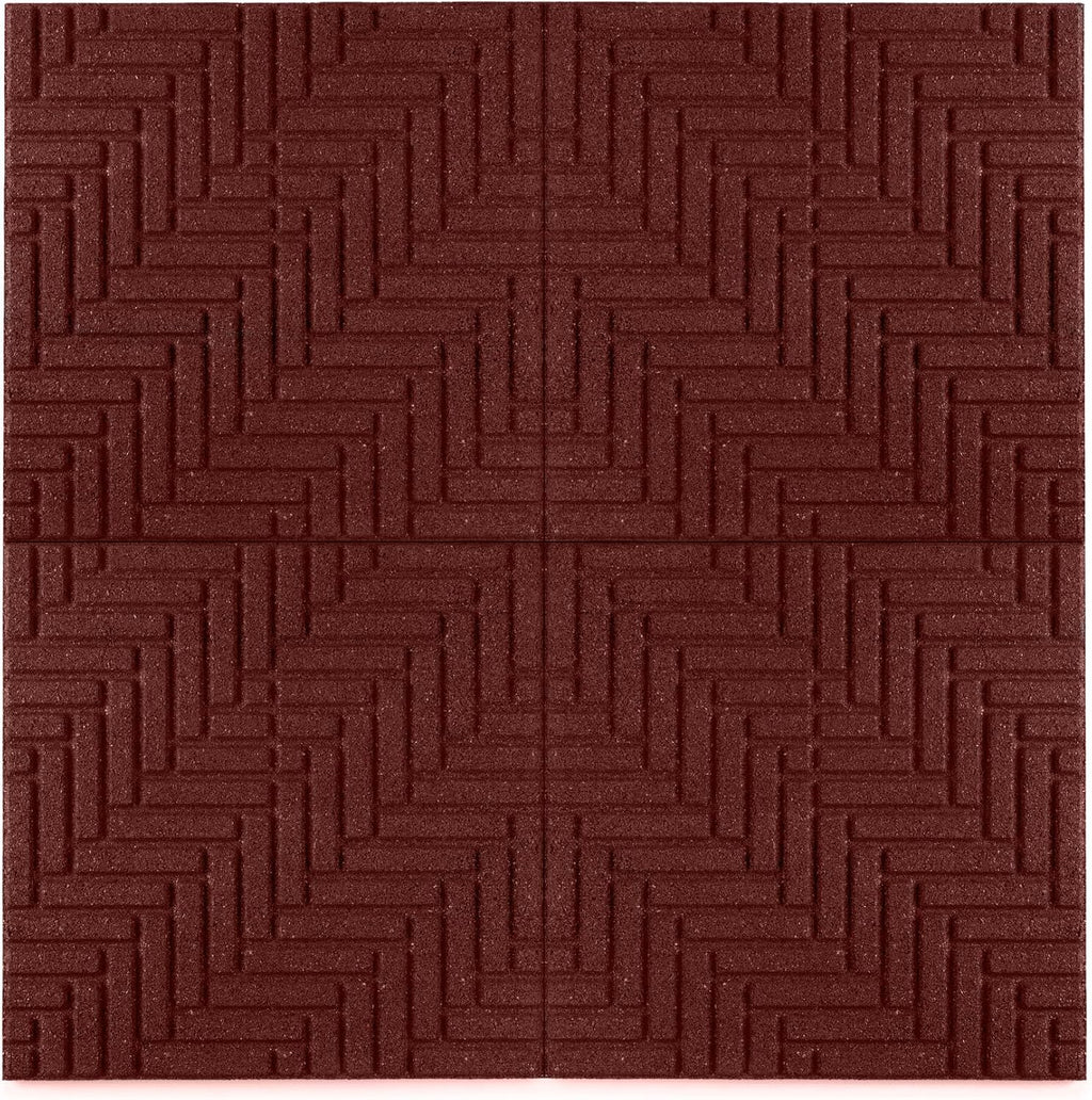 Playsafer Herringbone Rubber Interlocking Tiles | 16 X 16 | Easy Install for Indoor and Outdoor Use (Red, 20 Tiles)