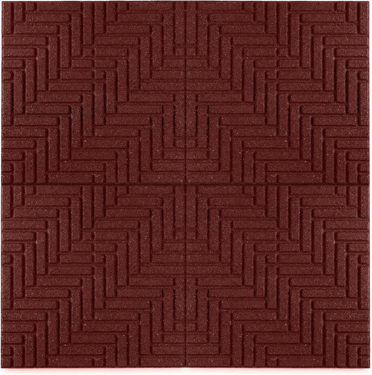 Playsafer Herringbone Rubber Interlocking Tiles | 16 X 16 | Easy Install for Indoor and Outdoor Use (Red, 20 Tiles)