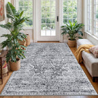 KUTA Vintage Extra Long Runners for Hallways 2.6x18ft Washable Blue White