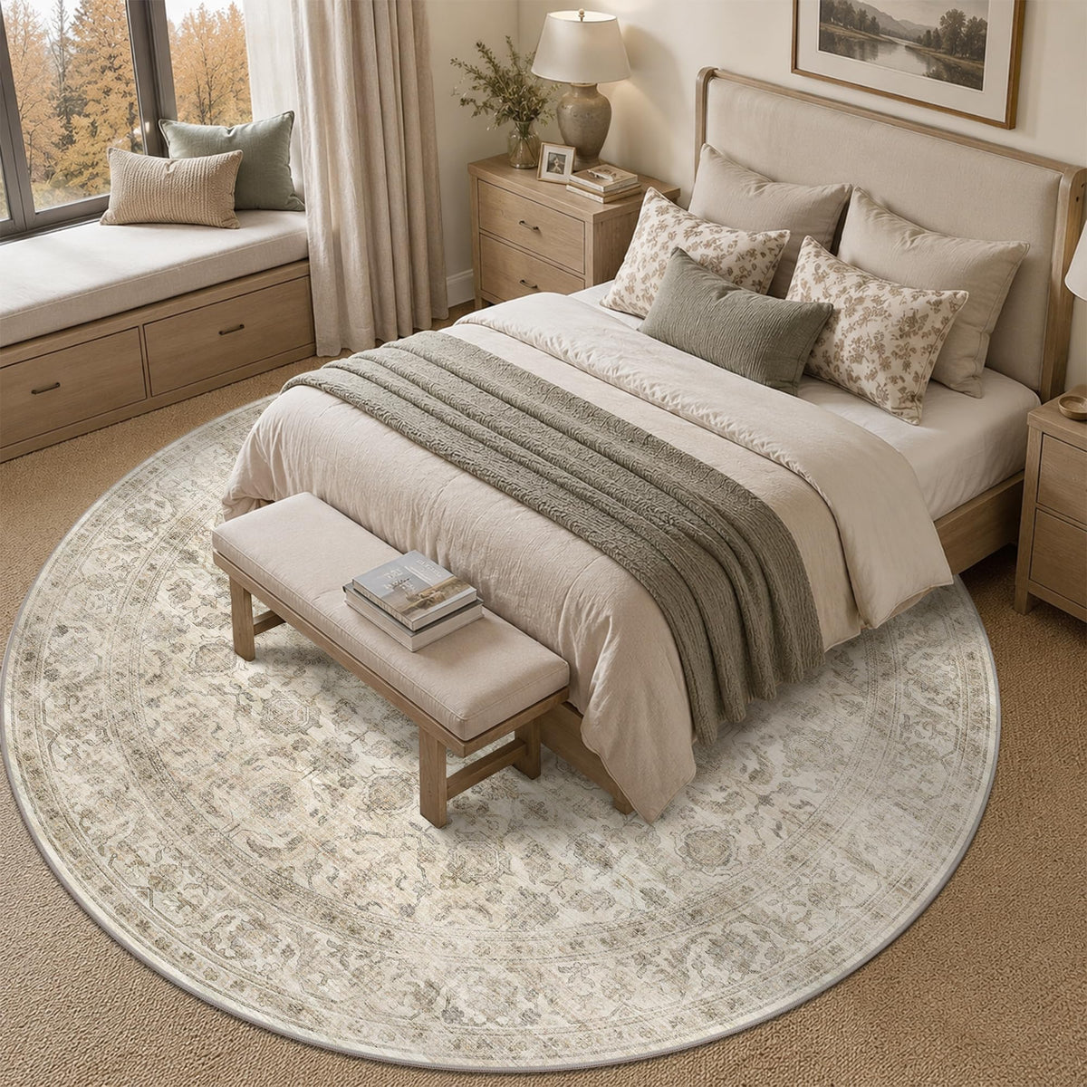 JOOJA 8x10 Dark Brown Vintage Soft Low Pile Non Slip Boho Washable Area Rug