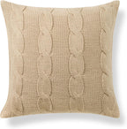 Hofdeco Premium Merino Wool Cable Knit Throw Pillow Cover, 22x22, Camel