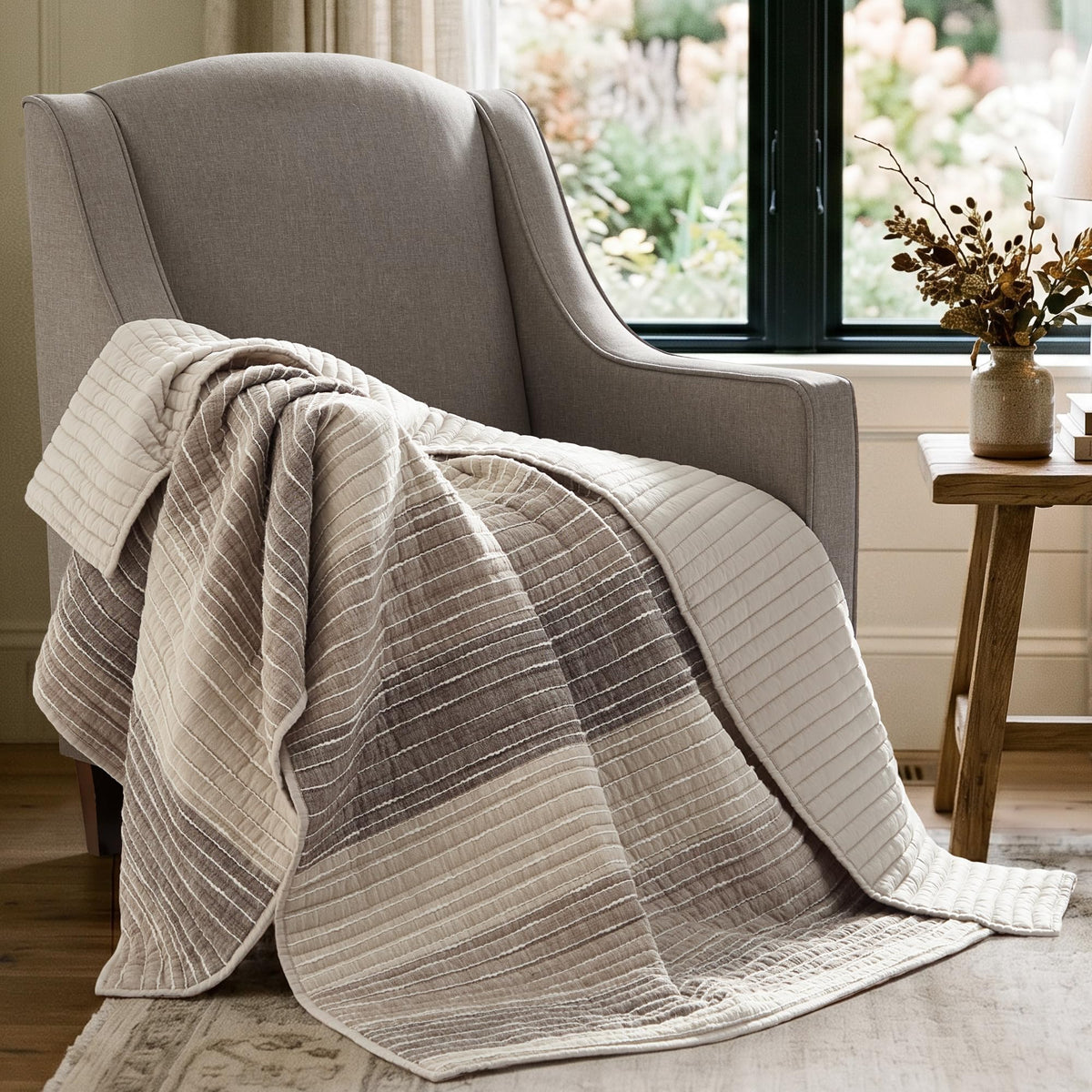 Levtex Home Sand Stripes Blue Queen Duvet Cover Set (90x94in) with 2 Pillowcases (26x20in) - Woven Jacquard Stripe - Blue, Grey, White - Cotton Queen Size Duvet Cover Set - Soft, Pre-Washed