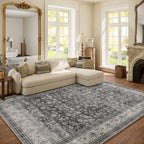 Washable Area Rugs for Living Room: 9x12 Bedroom Rug Boho Vintage Area Rug Stain Resistant Non Slip Low Pile Lightweight Soft Carpets for Dining Room Kitchen Nursery Kids Room Playroom Home Office