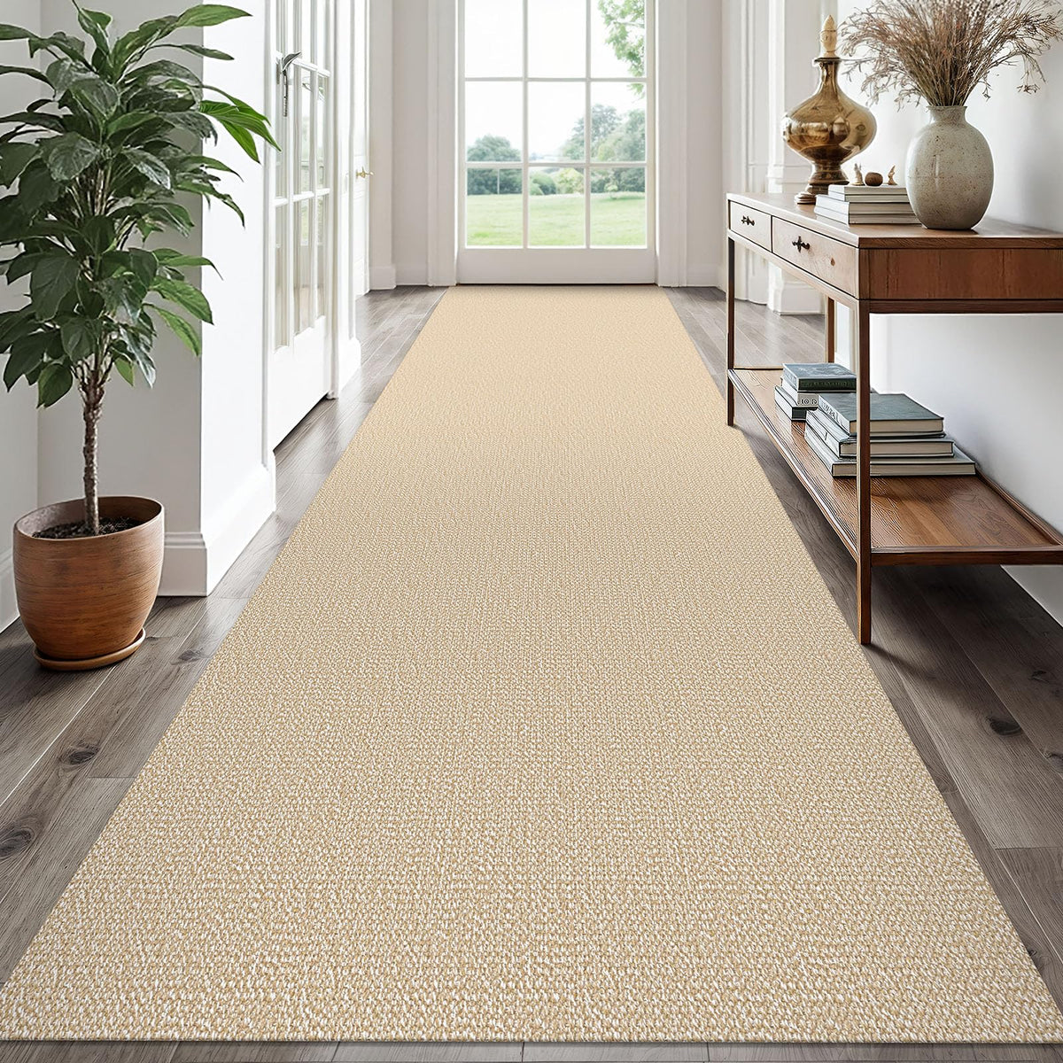 EARTHALL Washable Area Rug, Non Slip Living Room Rug, 5x7 Ft, Sand/Beige