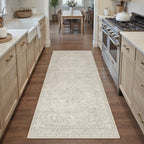 PureCozy Blue 6x6 Round Area Rug Vintage Washable Carpet Non Slip