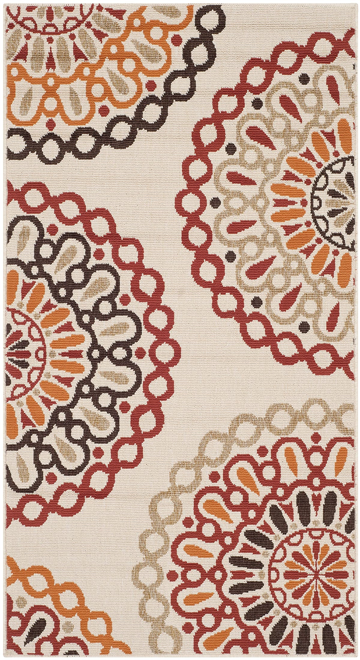 Safavieh Veranda Collection 6'7" x 6'7" Round Cream/Blue VER092 Boho Floral Indoor/Outdoor Non-Shedding Easy Cleaning Patio Backyard Porch Deck Mudroom Area Rug