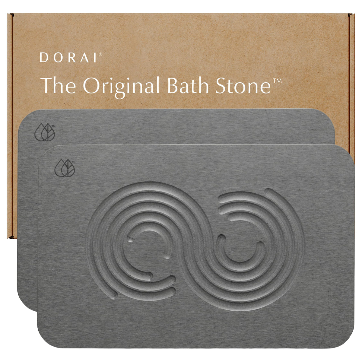 Dorai Home Stone Bath Mat - Premium Diatomaceous Earth Bath Floor Mats with Non-Slip Base, Fast-Drying Modern Shower Mat for Bathroom | Rain Slate