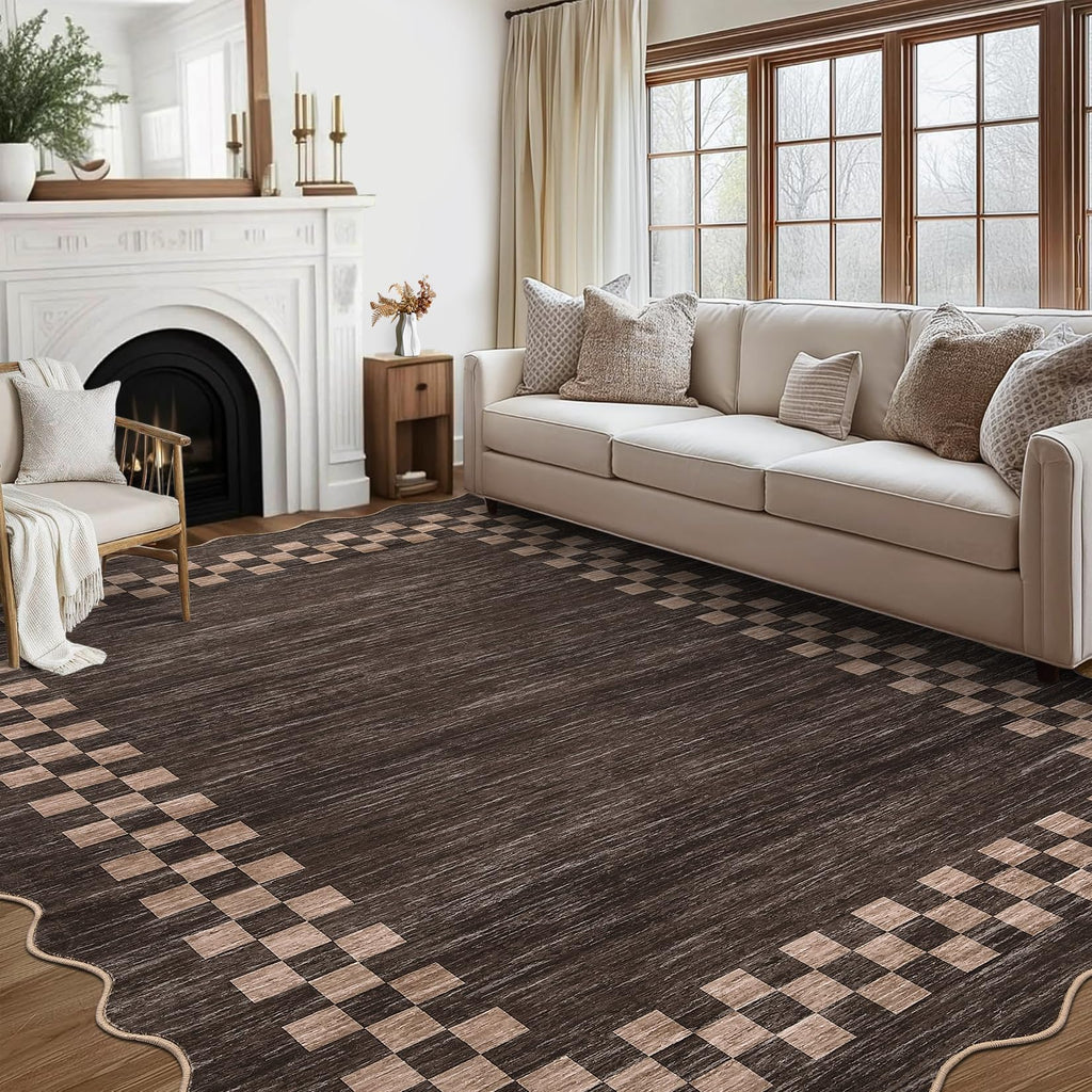 GarveeHome 5x7 Washable Area Rug Checkered Rug for Bedroom Living Room