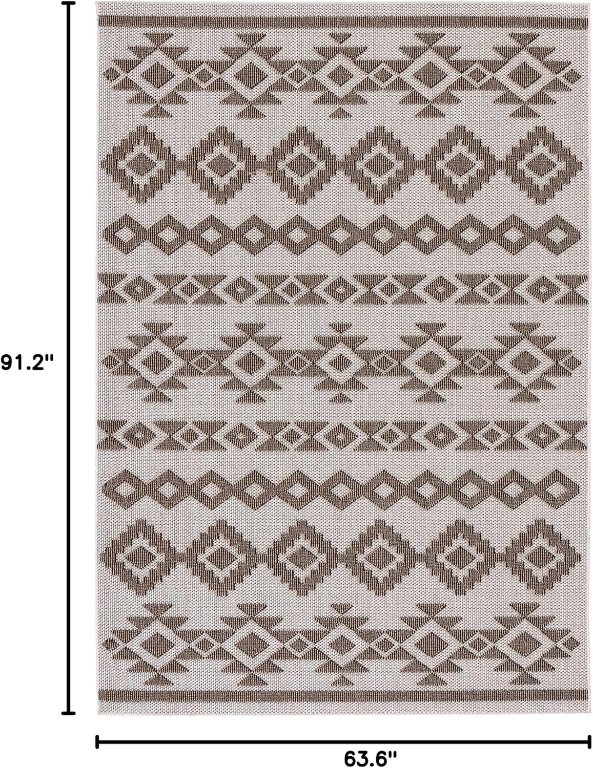 SAFAVIEH Washable Rug Outdoor Global Collection - 5'3" x 7'6", Beige & Dark Beige, Non-Shedding & Easy to Clean, Ideal for Patio, Backyard, Mudroom (GLB210B)