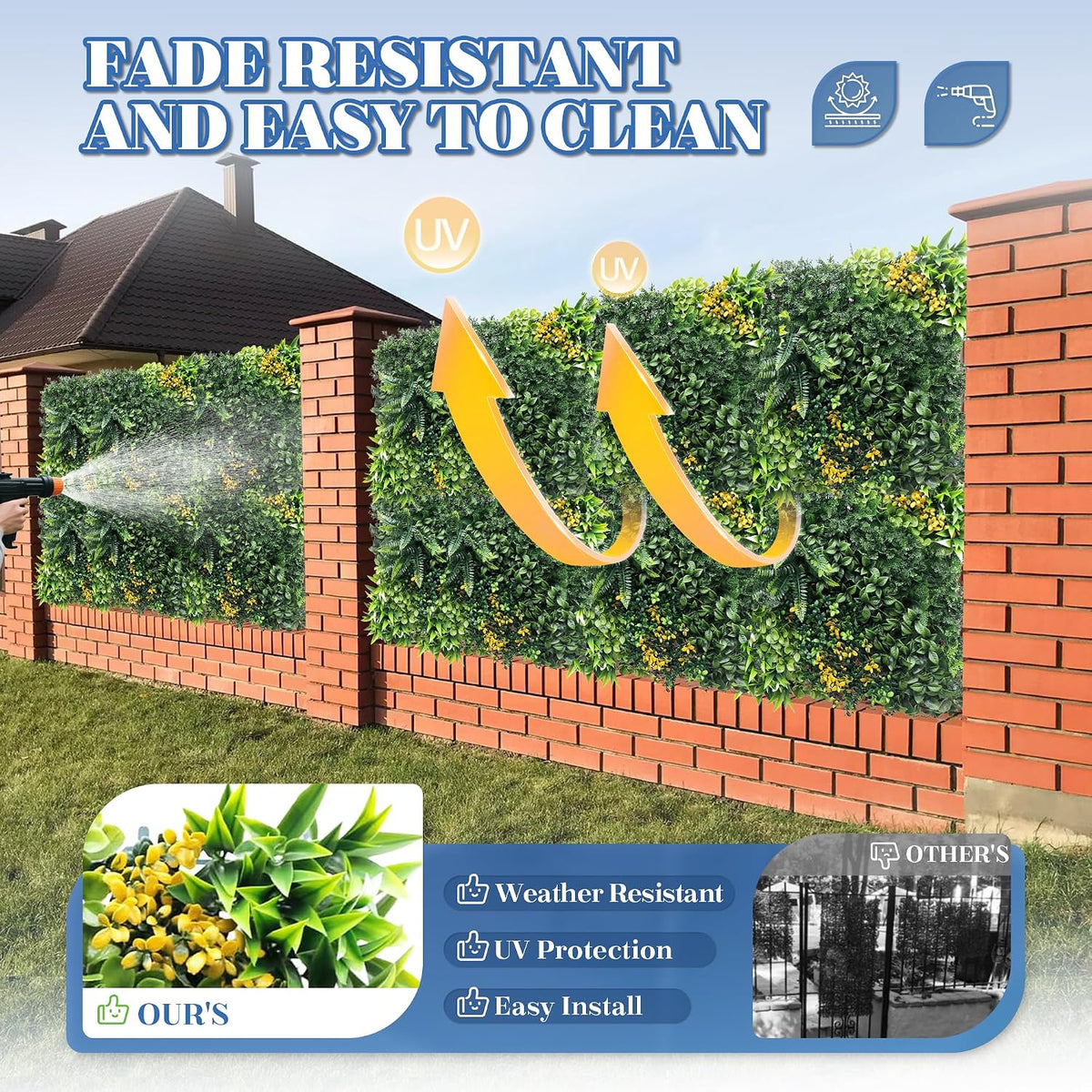 ECOOPTS 20"x20" Faux Ivy Privacy Fence Screen Artificial Boxwood Panels Topiary Hedge Plants for Indoor Outdoor Decoration, #8 Mixed Leaves, 18 Packs