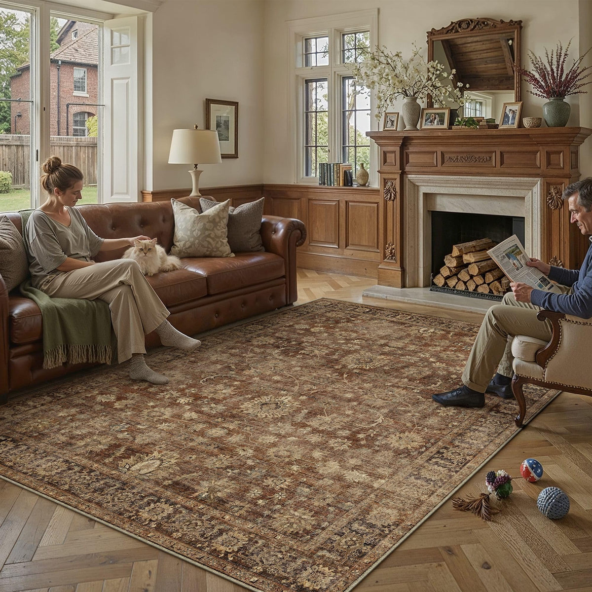 HUGEAR 8x10 Beige Neutral Area Rugs Washable Rug Carpet