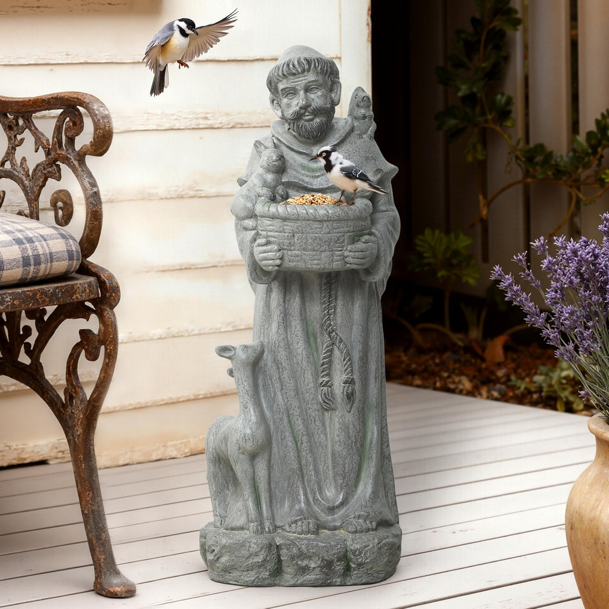 LuxenHome Virgin Mary Statue Outdoor, 29.5'' Large Outdoor Garden Statues