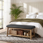 Zihanhome Entryway Shoe Bench, End of Bed Bench,Upholstered Bench(Beige)