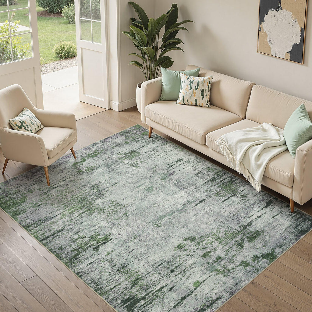 DMOYEST Area Rug Living Room Rugs 9x12 Washable Abstract Grey Carpet
