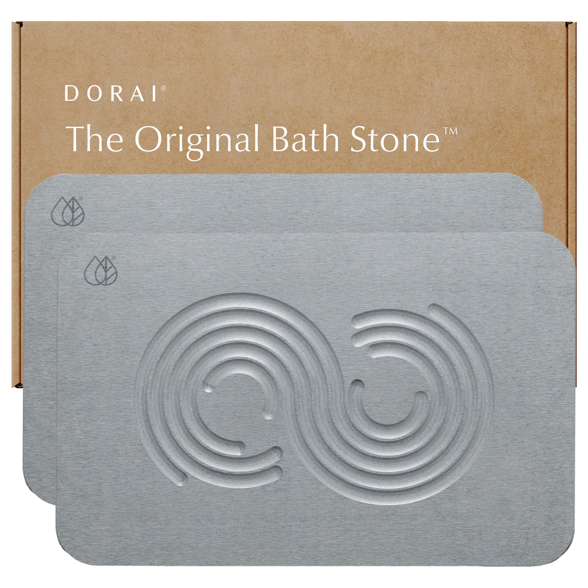 Dorai Home Stone Bath Mat - Premium Diatomaceous Earth Bath Floor Mats with Non-Slip Base, Fast-Drying Modern Shower Mat for Bathroom | Rain Slate