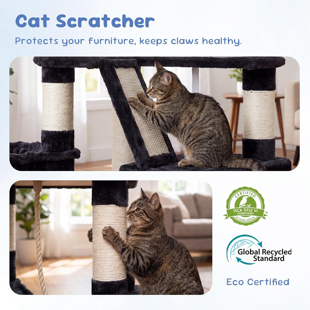 Heybly Cat Tree, 68 inch Multi-Level Cat Tower for Indoor Cats HCT025G