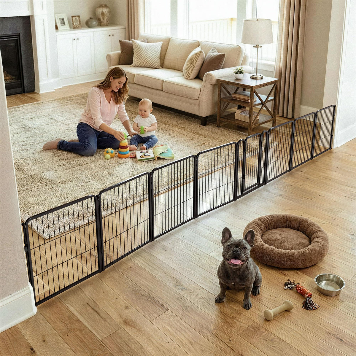 FXW Dog Gate, Extra Wide Adjustable for Openings Up to 111", 32" H