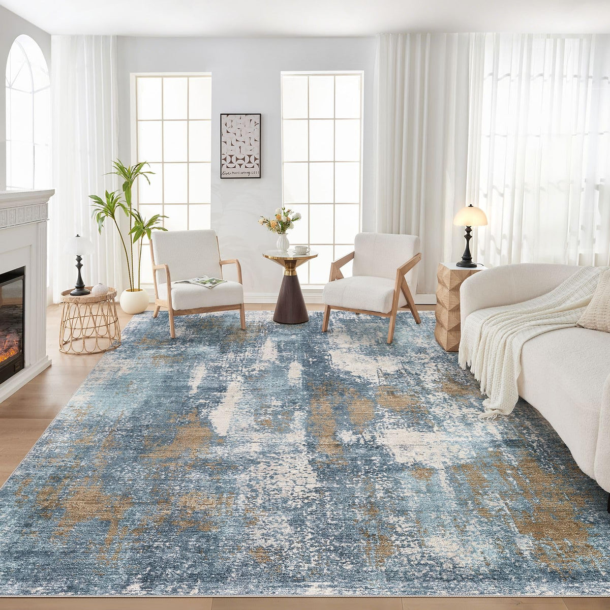 DMOYEST Area Rug Living Room Rugs 9x12 Washable Abstract Grey Carpet