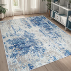 8x10 Area Rugs for Living Room Washable Bedroom Dining Room Blue Grey