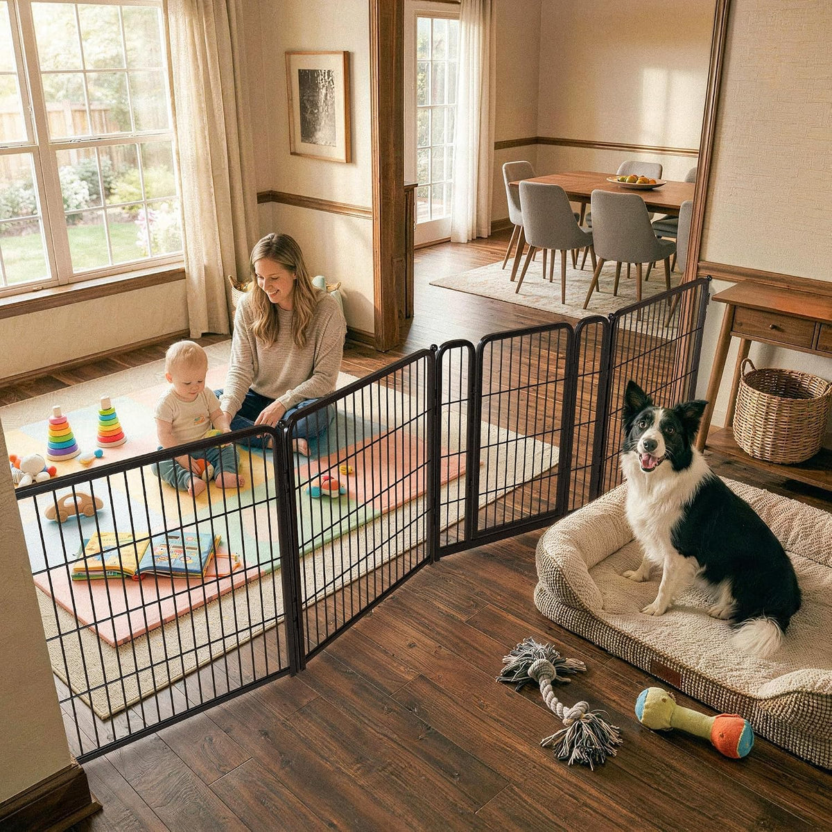 FXW Dog Gate, Extra Wide Adjustable for Openings Up to 111", 32" H